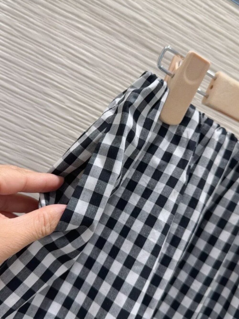 Miu Miu Black and White Gingham Two- Piece Skirt Set - Picture 6 of 9